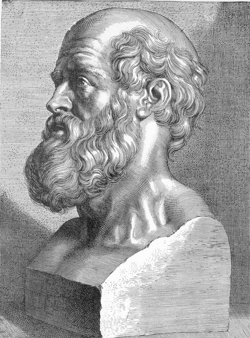 Drawing of bust of Hippocrates
