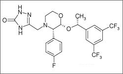 Diagram of the molecular structure of Aprepitant