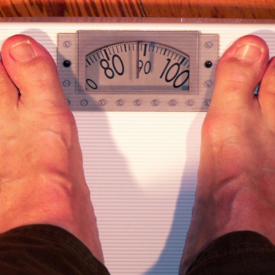 feet on bathroom scale