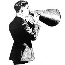 Man speaking into megaphone