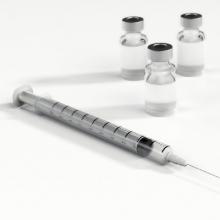 needle, syringe and medicine vials